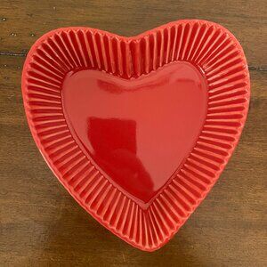 Pottery Barn Set of 2 Heart Shaped Dishes Red NEW